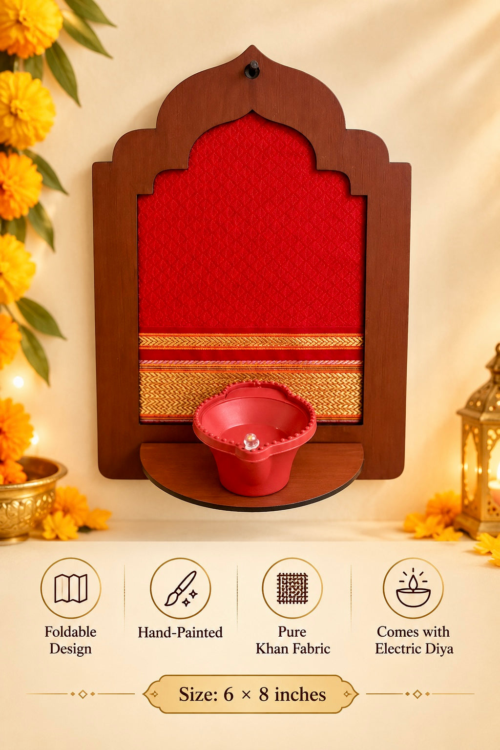 Foldable  Handpainted Zarokha with electric candle