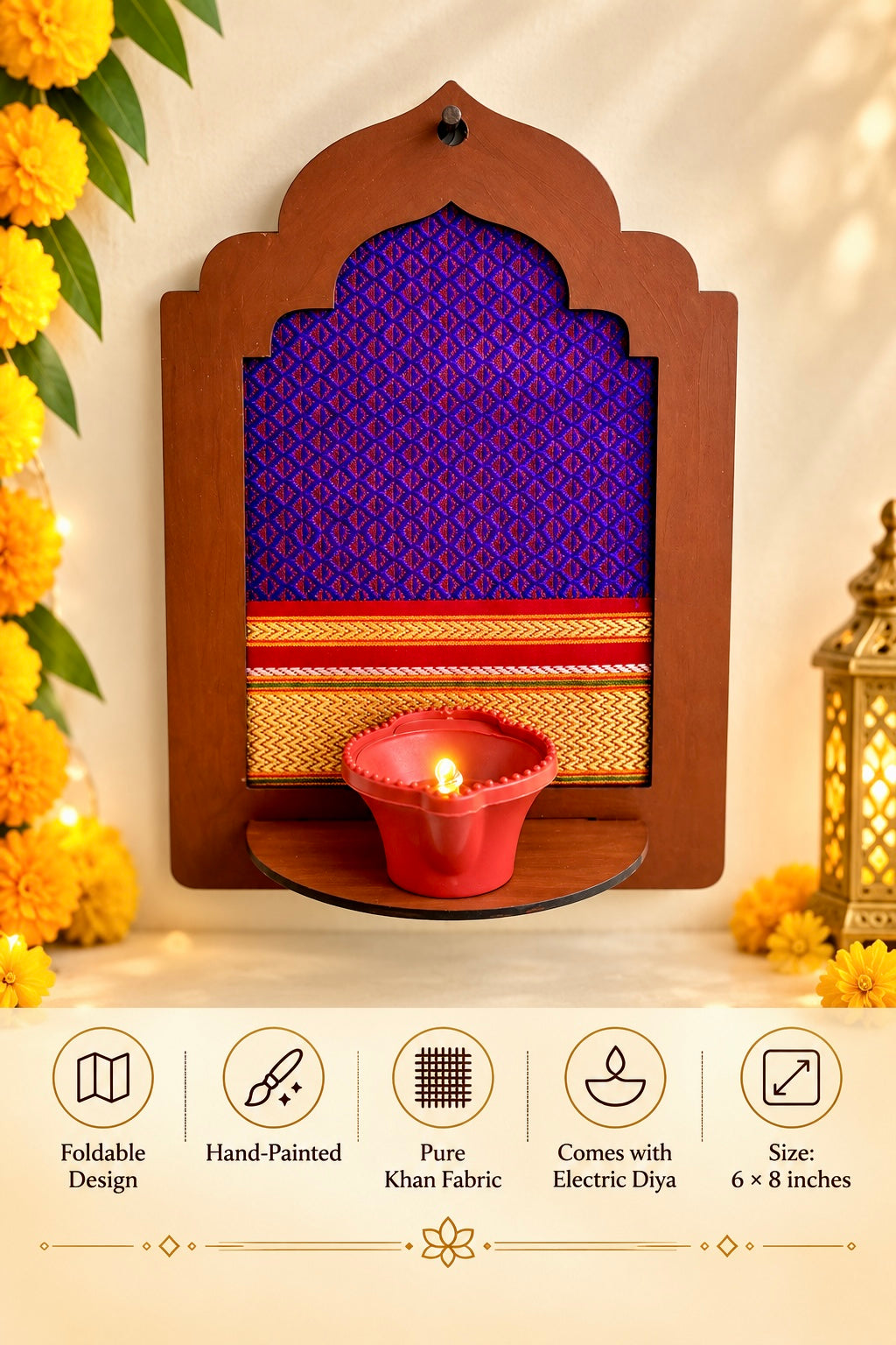 Foldable  Handpainted Zarokha with electric candle