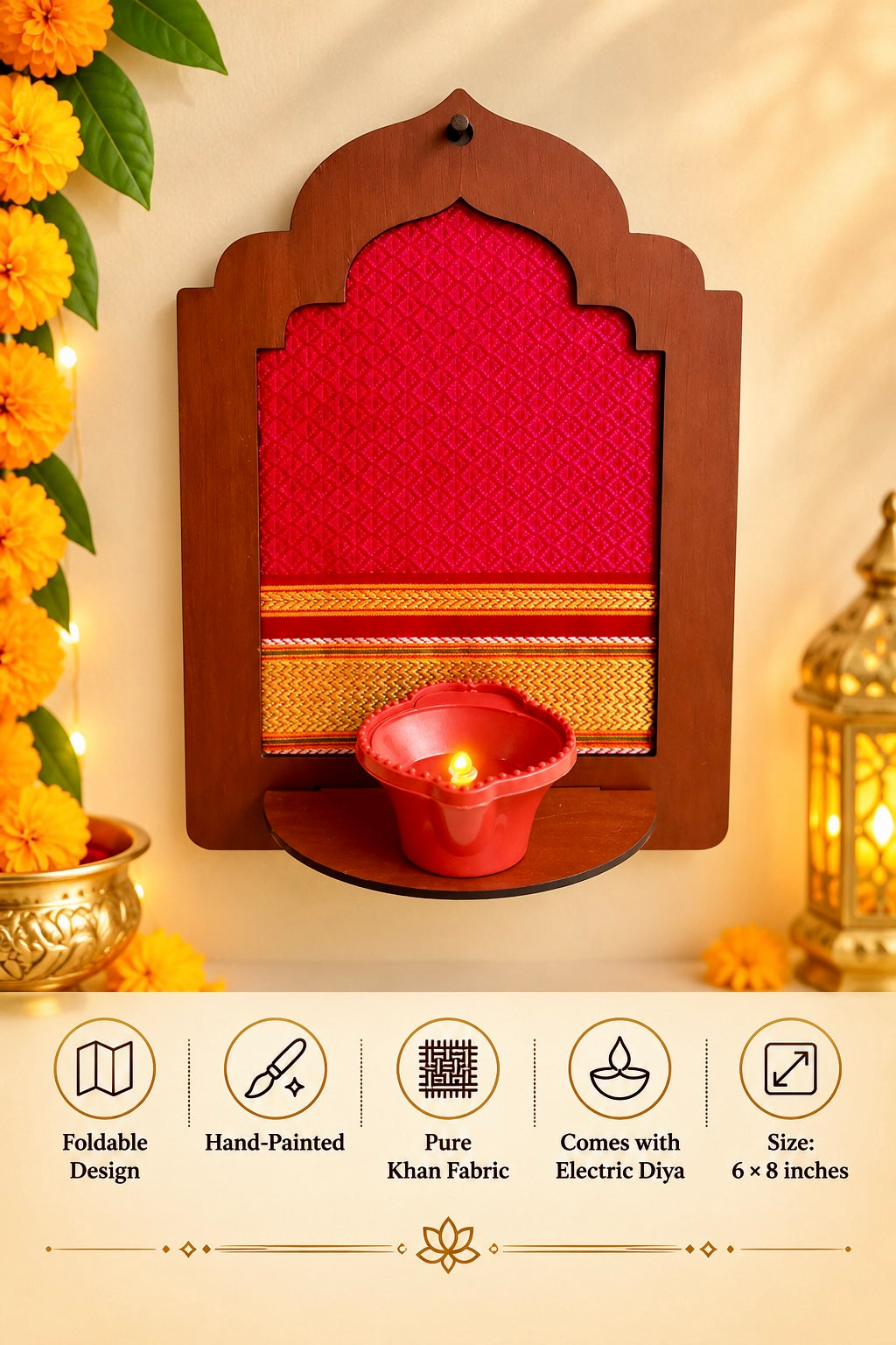 Foldable  Handpainted Zarokha with electric candle