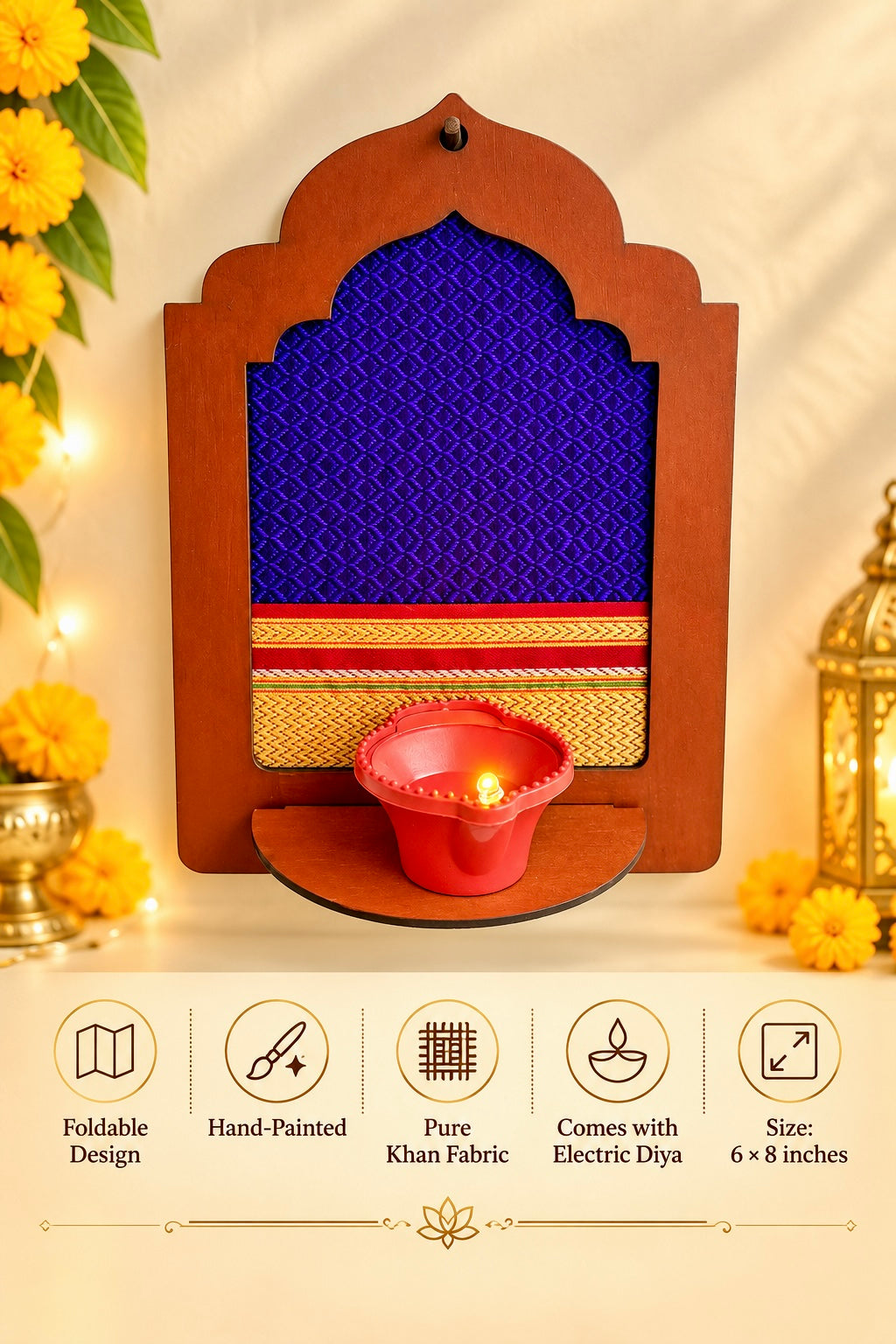 Foldable  Handpainted Zarokha with electric candle