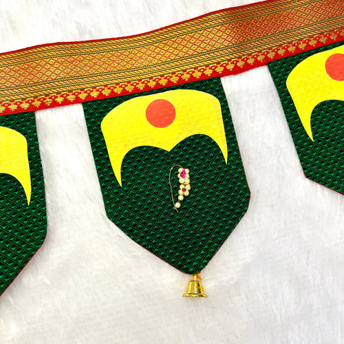 Devi Malvat Green Khan Toran with printed Malvat