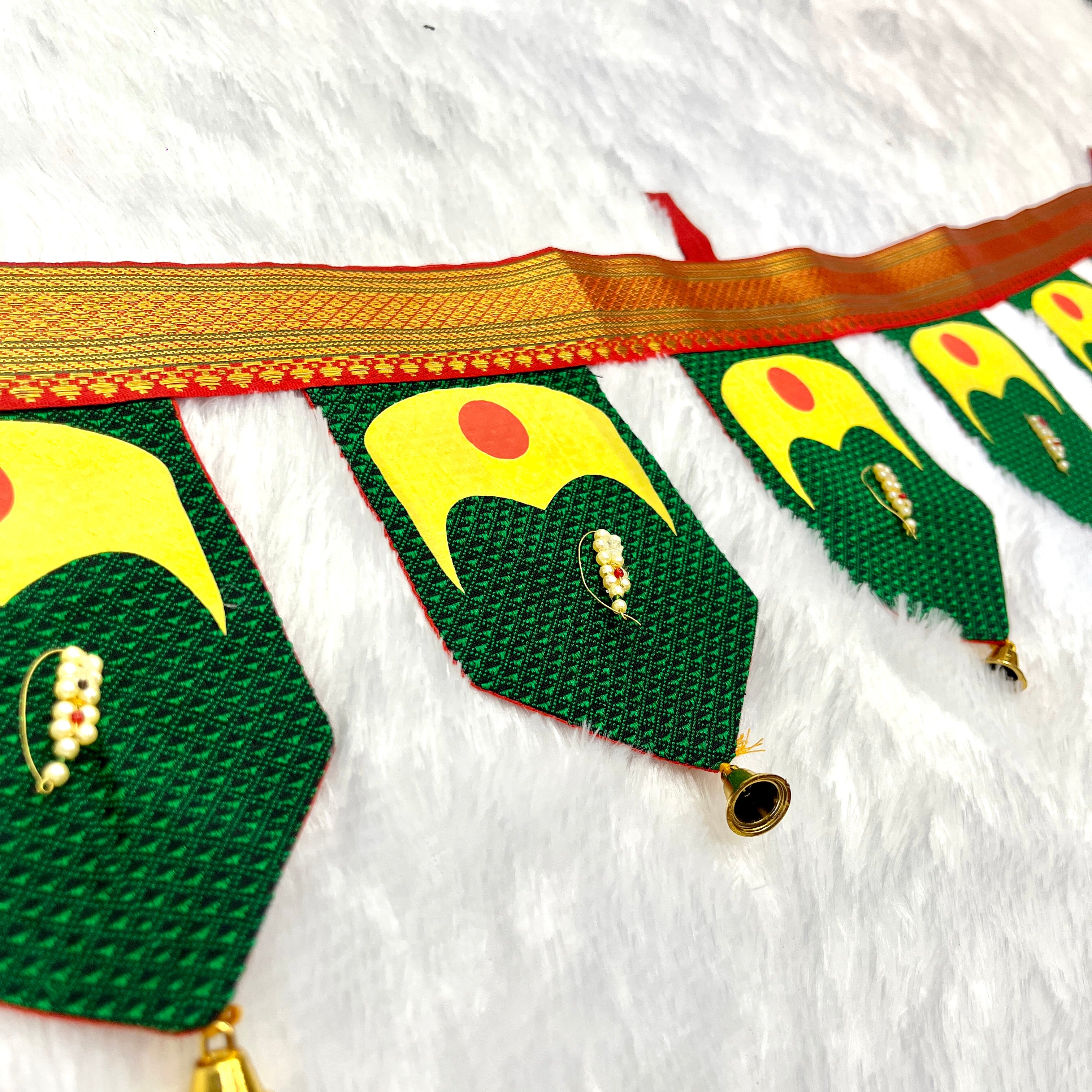 Devi Malvat Green Khan Toran with printed Malvat
