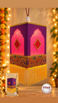 Eco friendly Purple Khan Paithani Foldable Akashkandil